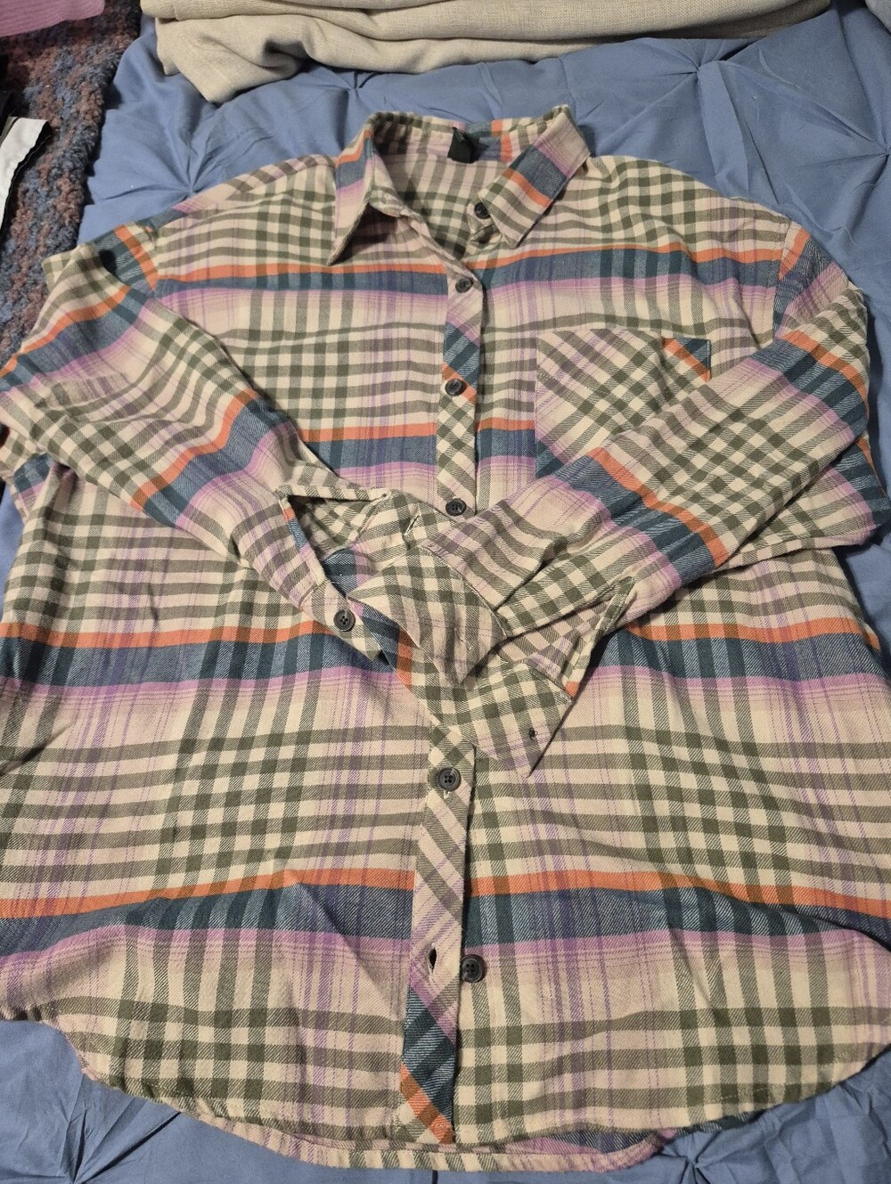 wild fable Olive and Cream Plaid Button-Down Shirt